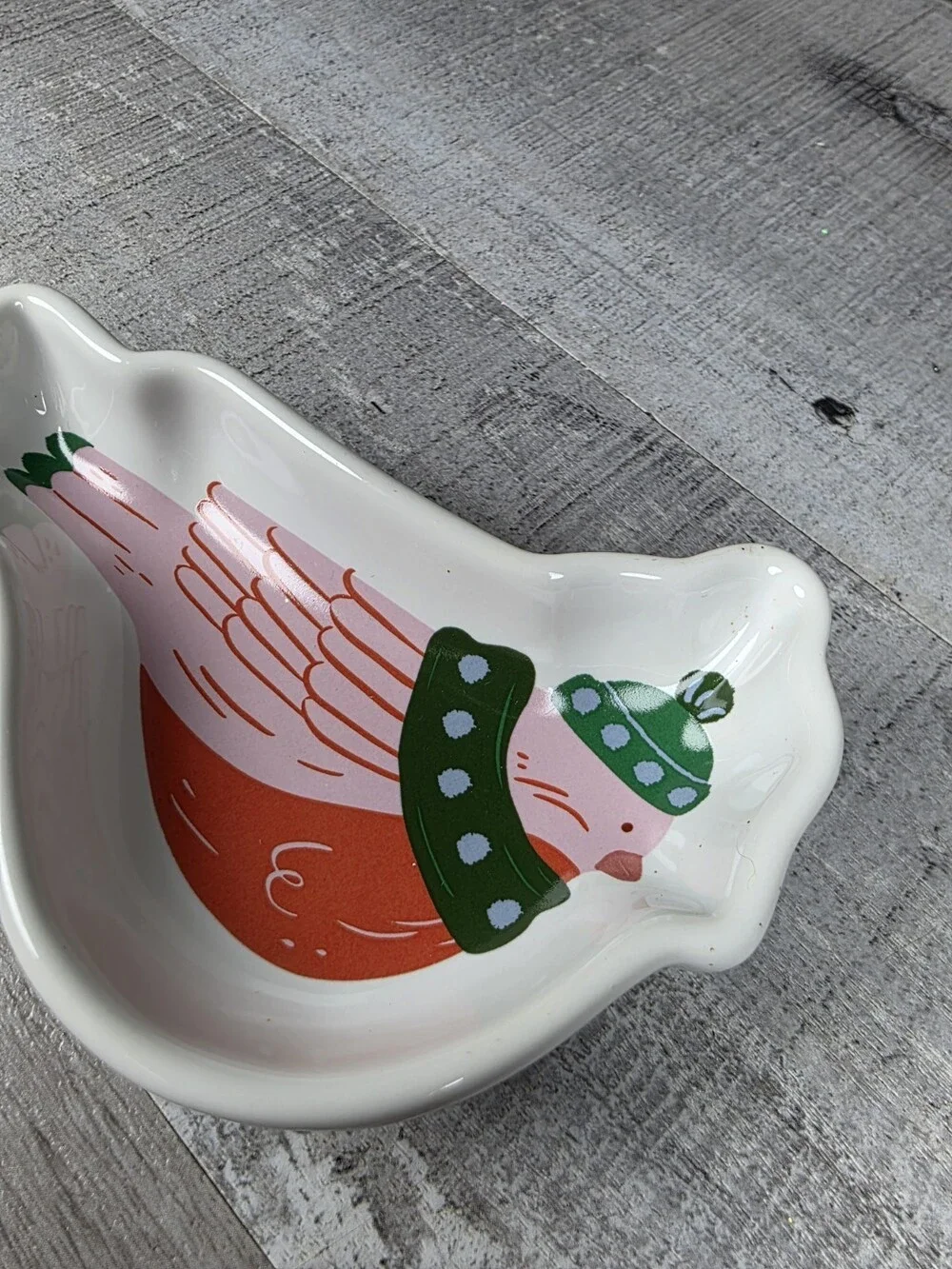 Christmas Ceramic Spoon Rest Trinket Soap Dish Fat Bird Chick 168d3